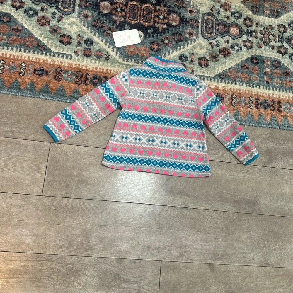 Y2K OshKosh B'Gosh Toddler Girl Fair Isle Print Pullover Sweater 3T Quarter-Zip